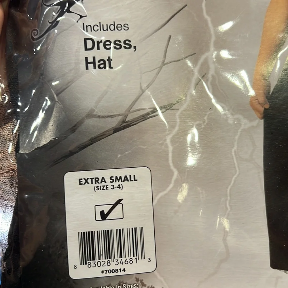 Witch costume. CHILD size extra small (3-4). Includes dress & hat. NWT